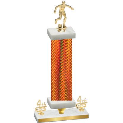 Premium Single Orange Carbon Fiber Fourth Place Soccer Trophy