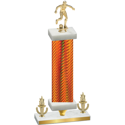 Premium Single Orange Carbon Fiber Victory Soccer Trophy
