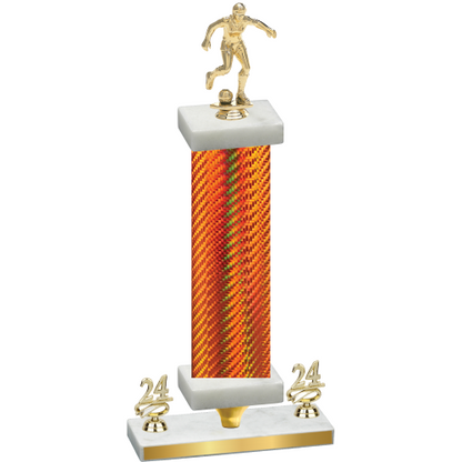 Premium Single Orange Carbon Fiber Year Soccer Trophy