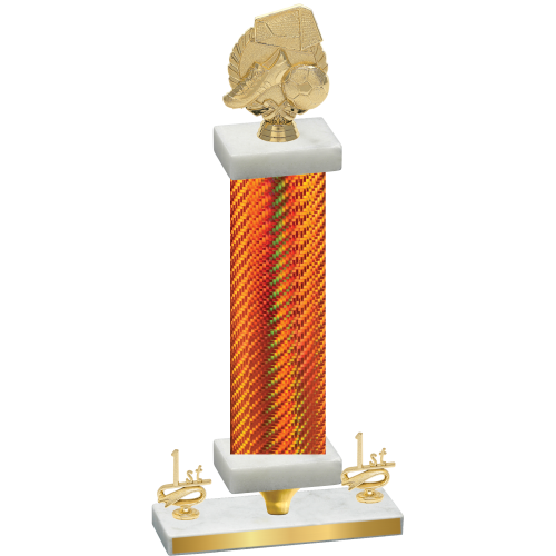 Premium Single Orange Carbon Fiber First Place Soccer Trophy