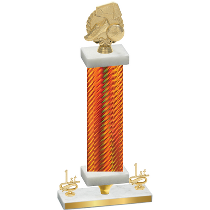 Premium Single Orange Carbon Fiber First Place Soccer Trophy