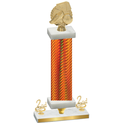 Premium Single Orange Carbon Fiber Second Place Soccer Trophy