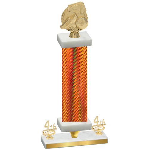 Premium Single Orange Carbon Fiber Fourth Place Soccer Trophy