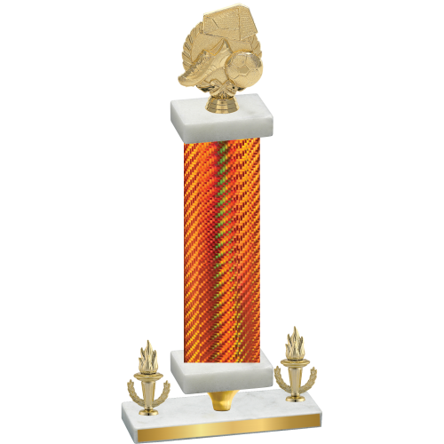 Premium Single Orange Carbon Fiber Victory Soccer Trophy