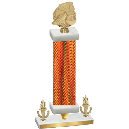 Premium Single Orange Carbon Fiber Victory Soccer Trophy