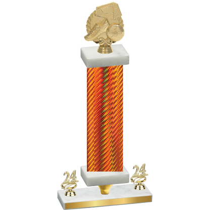Premium Single Orange Carbon Fiber Year Soccer Trophy