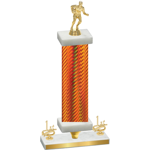 Premium Single Orange Carbon Fiber First Place Rugby Trophy