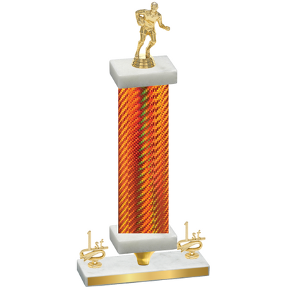 Premium Single Orange Carbon Fiber First Place Rugby Trophy