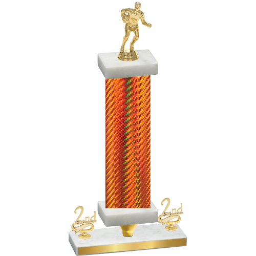 Premium Single Orange Carbon Fiber Second Place Rugby Trophy