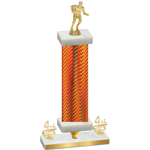 Premium Single Orange Carbon Fiber Fourth Place Rugby Trophy