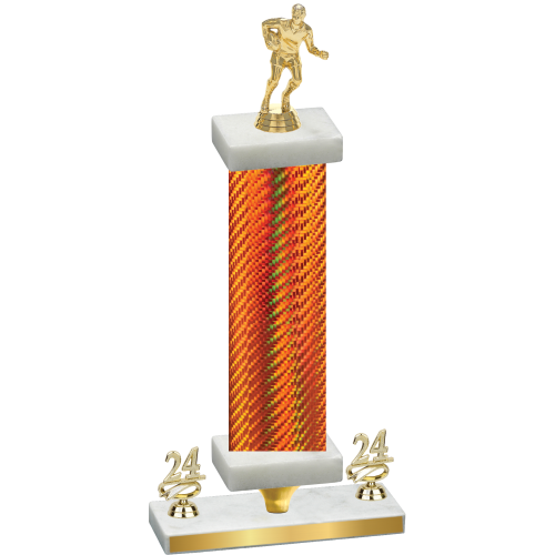 Premium Single Orange Carbon Fiber Year Rugby Trophy