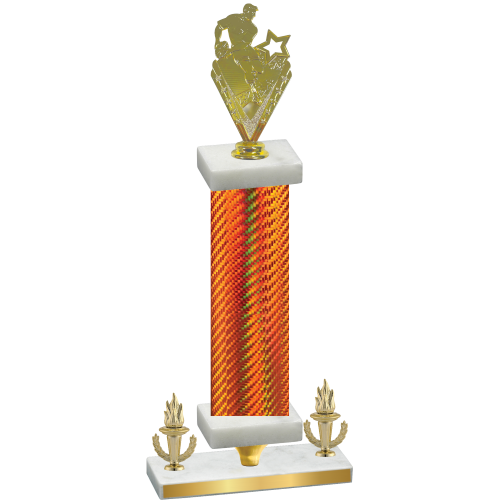 Premium Single Orange Carbon Fiber Victory Rugby Trophy