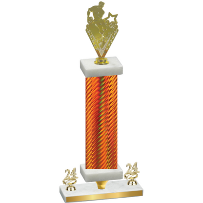 Premium Single Orange Carbon Fiber Year Rugby Trophy
