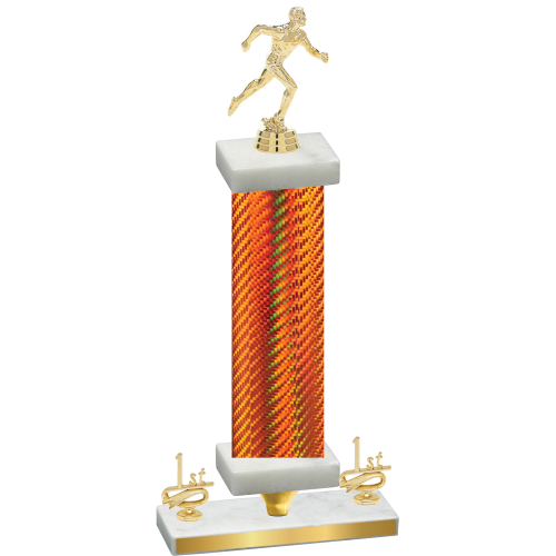 Premium Single Orange Carbon Fiber First Place Running Trophy