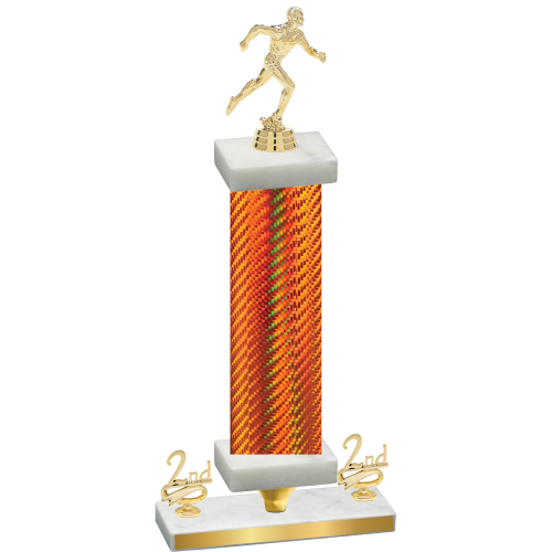 Premium Single Orange Carbon Fiber Second Place Running Trophy