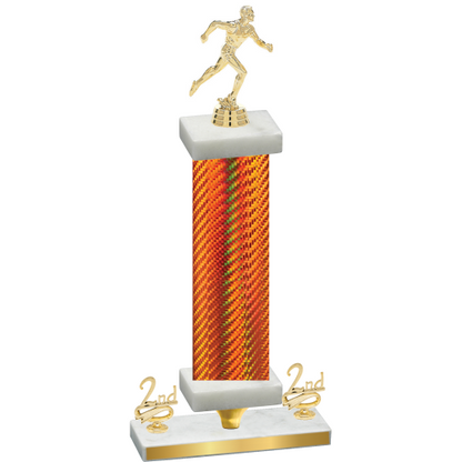 Premium Single Orange Carbon Fiber Second Place Running Trophy