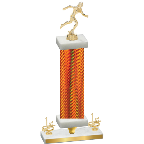 Premium Single Orange Carbon Fiber First Place Running Trophy
