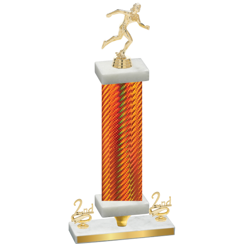 Premium Single Orange Carbon Fiber Second Place Running Trophy