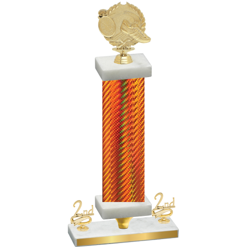 Premium Single Orange Carbon Fiber Second Place Running Trophy