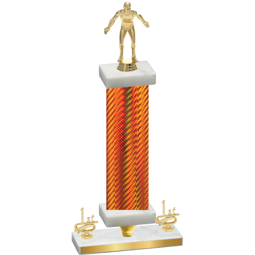 Premium Single Orange Carbon Fiber First Place Wrestling Trophy