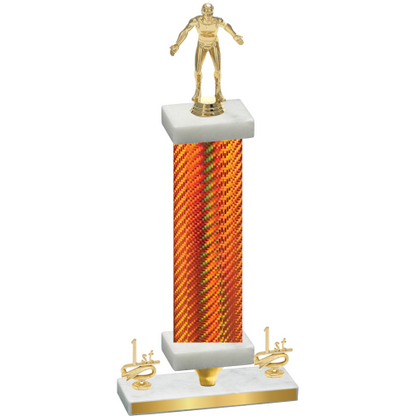 Premium Single Orange Carbon Fiber First Place Wrestling Trophy