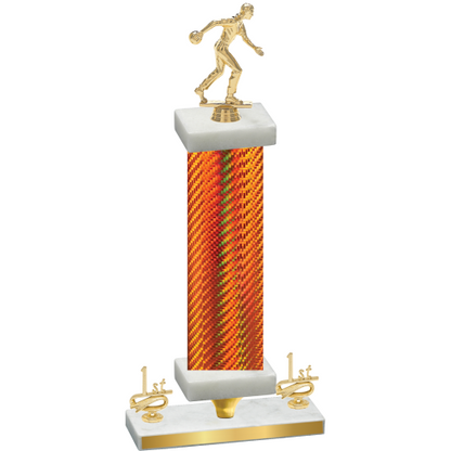 Premium Single Orange Carbon Fiber First Place Bowling Trophy