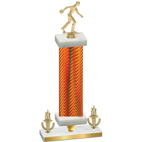 Premium Single Orange Carbon Fiber Victory Bowling Trophy