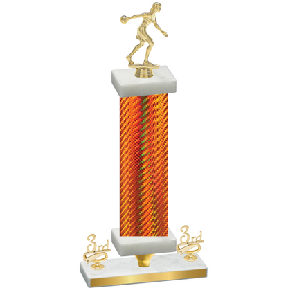 Premium Single Orange Carbon Fiber Third Place Bowling Trophy