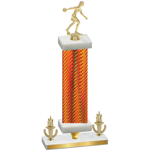 Premium Single Orange Carbon Fiber Victory Bowling Trophy