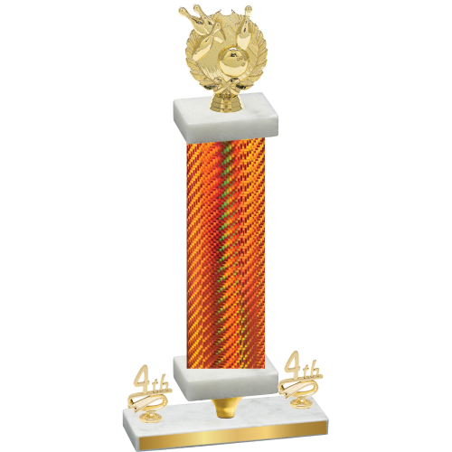 Premium Single Orange Carbon Fiber Fourth Place Bowling Trophy