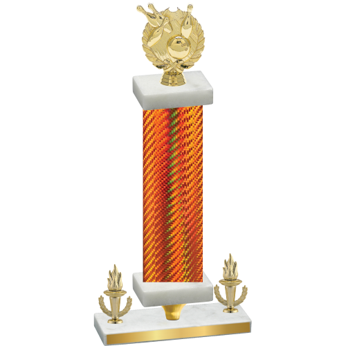 Premium Single Orange Carbon Fiber Victory Bowling Trophy