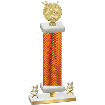 Premium Single Orange Carbon Fiber Year Bowling Trophy
