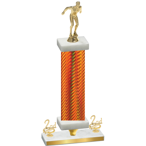 Premium Single Orange Carbon Fiber Second Place Swimming Trophy