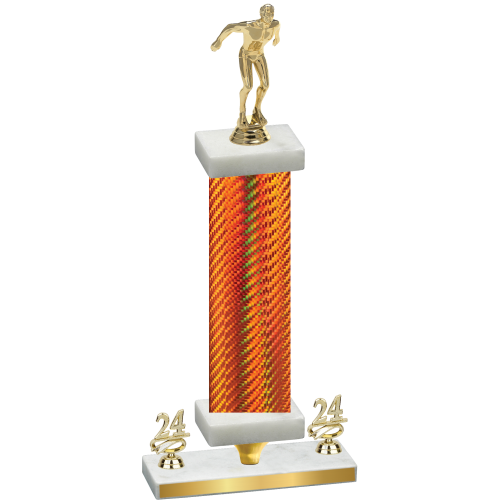 Premium Single Orange Carbon Fiber Year Swimming Trophy