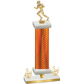 Premium Single Orange Carbon Fiber Third Place Football Trophy