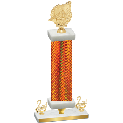 Premium Single Orange Carbon Fiber Second Place Swimming Trophy