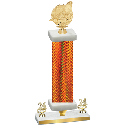 Premium Single Orange Carbon Fiber Year Swimming Trophy