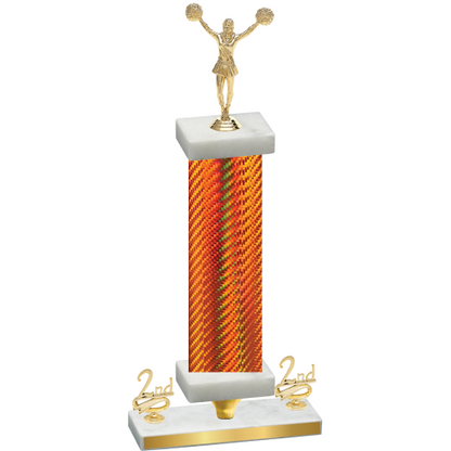 Premium Single Orange Carbon Fiber Second Place Cheerleading Trophy