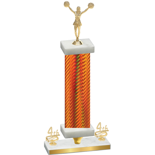 Premium Single Orange Carbon Fiber Fourth Place Cheerleading Trophy