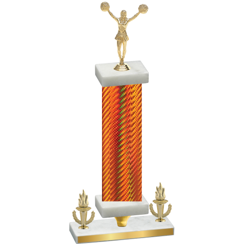 Premium Single Orange Carbon Fiber Victory Cheerleading Trophy