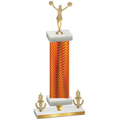Premium Single Orange Carbon Fiber Victory Cheerleading Trophy