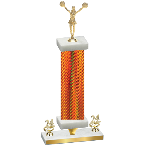 Premium Single Orange Carbon Fiber Year Cheerleading Trophy