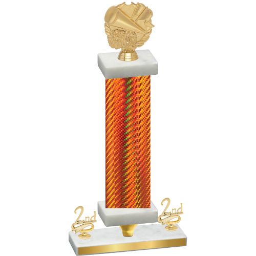 Premium Single Orange Carbon Fiber Second Place Cheerleading Trophy