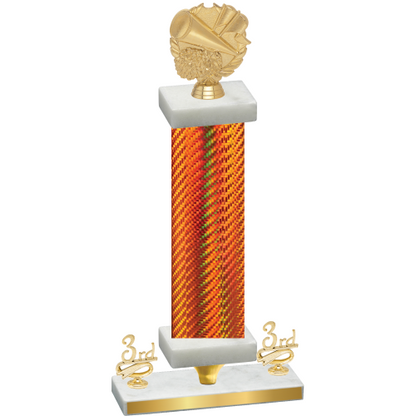 Premium Single Orange Carbon Fiber Third Place Cheerleading Trophy
