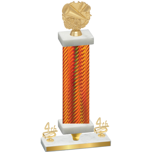 Premium Single Orange Carbon Fiber Fourth Place Cheerleading Trophy