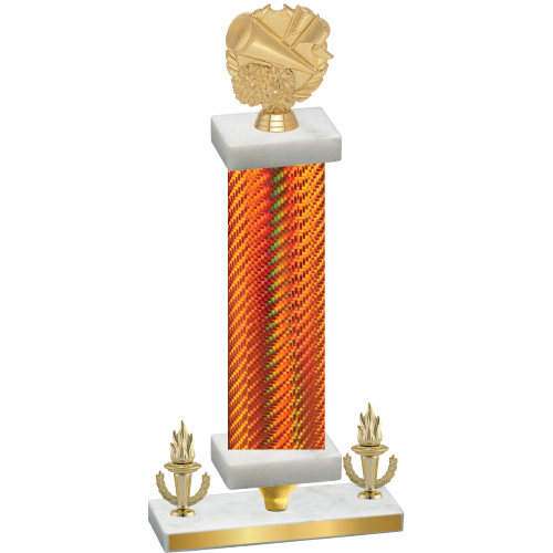 Premium Single Orange Carbon Fiber Victory Cheerleading Trophy