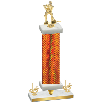 Premium Single Orange Carbon Fiber First Place Hockey Trophy
