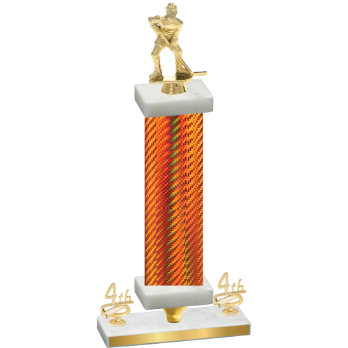 Premium Single Orange Carbon Fiber Fourth Place Hockey Trophy