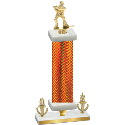 Premium Single Orange Carbon Fiber Victory Hockey Trophy