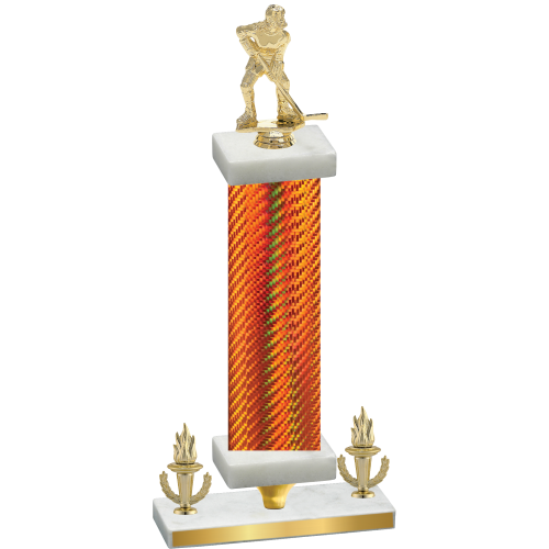 Premium Single Orange Carbon Fiber Victory Hockey Trophy